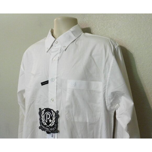 Panhandle Select Shirt Mens L White Button Up Pocket Long Sleeve Stretch Cotton - Picture 2 of 6